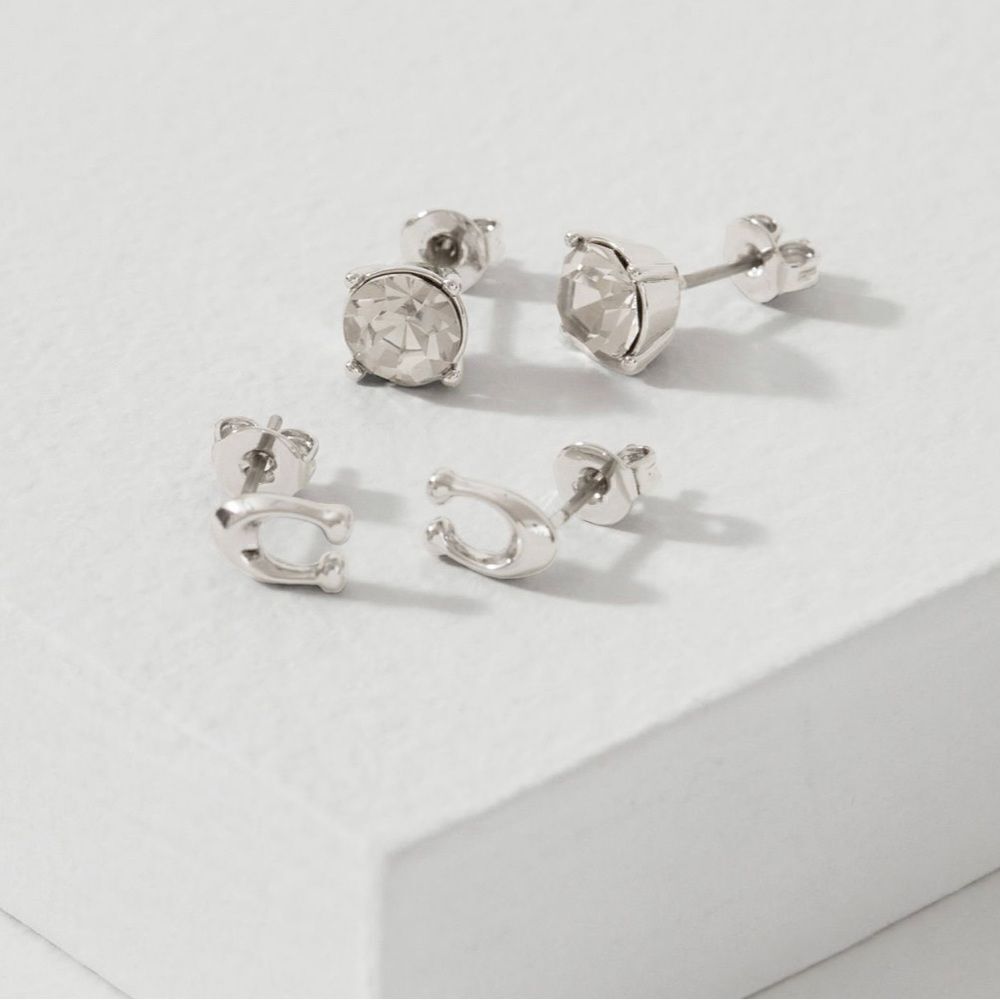 Coach Signature C Stud Earrings Set of Two • NWT - Picture 4 of 9